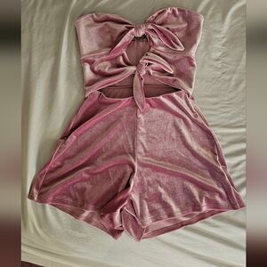 Urban Outfitters XS light pink velour Romper